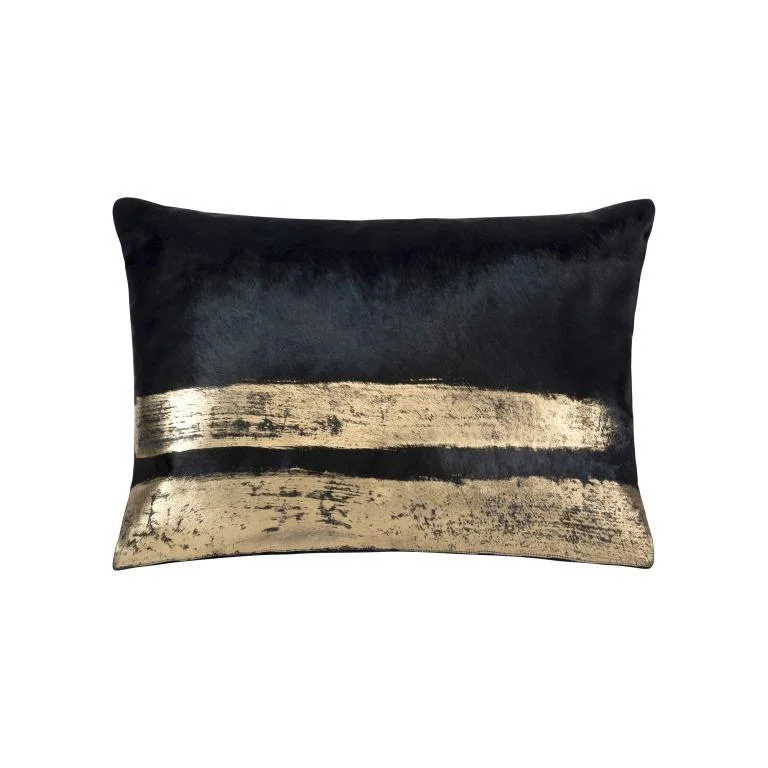 Amai Navy Hairon Hide Velvet Back Pillow