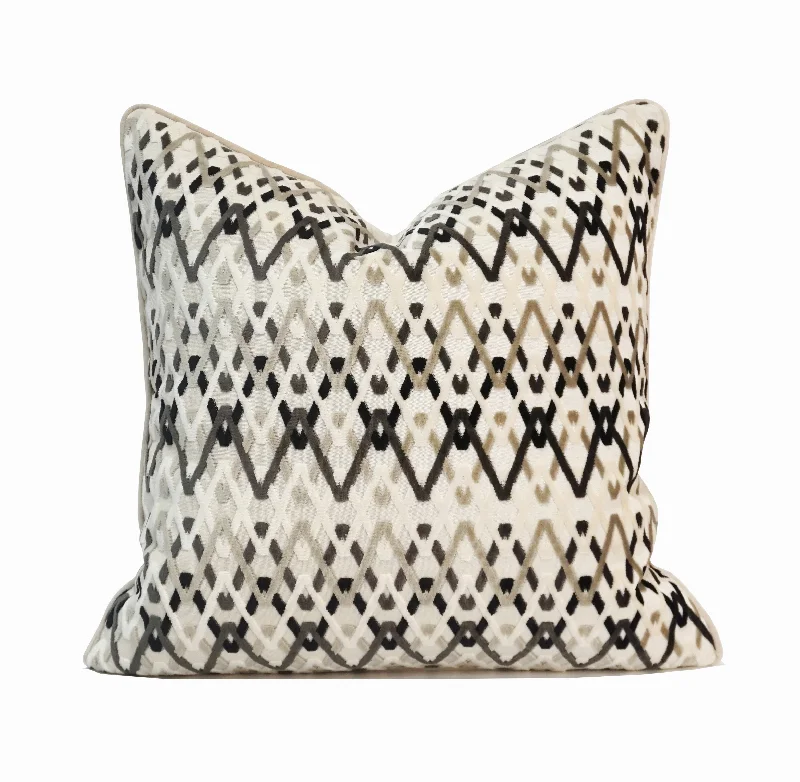 Nova Cut Velvet Throw Pillow Cover | Ivory | 20" x 20"