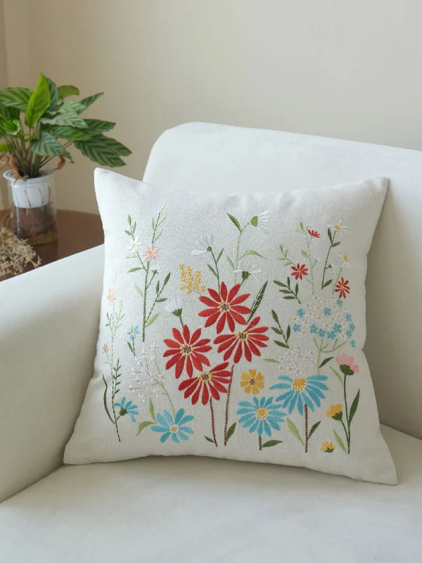 Daisy Multicolor Embroidered Pillow