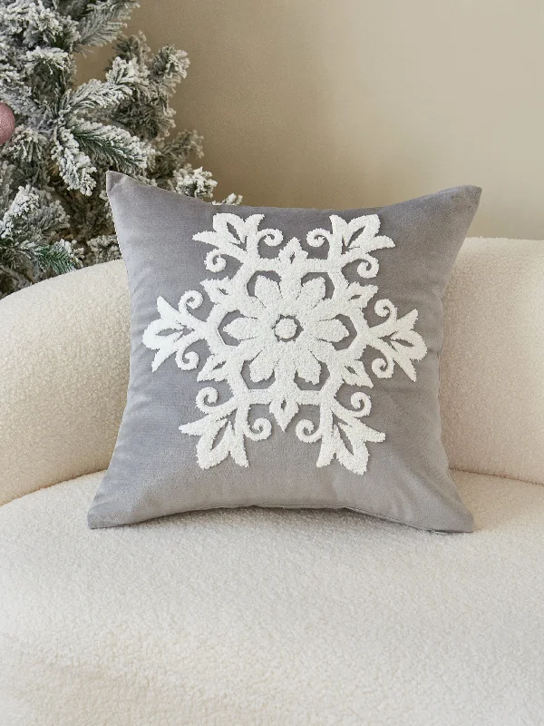 Grey Snowflake Pillow