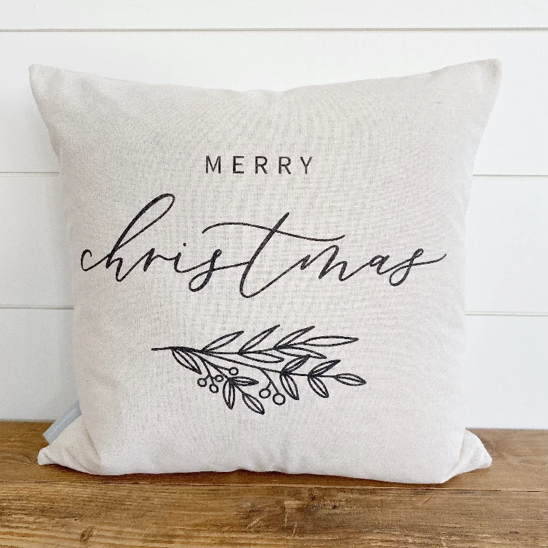 Merry Christmas Calligraphy Pillow Cover