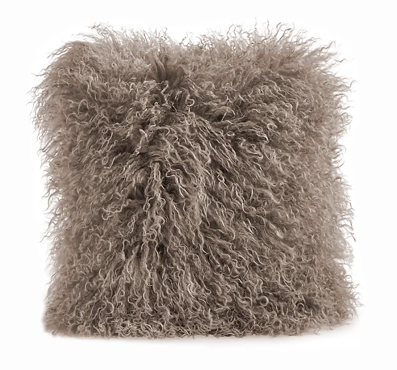 Mongolian Fur Throw Pillow | 16" x 16"