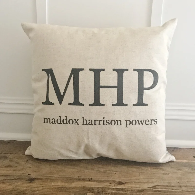 Monogram and Name Pillow Cover