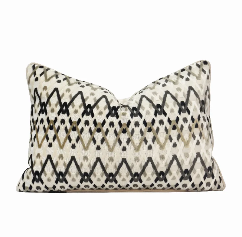 Nova Lumbar Cut Velvet Throw Pillow Cover | Ivory | 14" x 20"