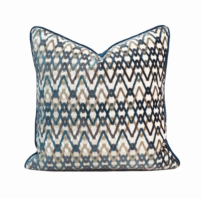 Nova Cut Velvet Throw Pillow Cover | Teal | 20" x 20"