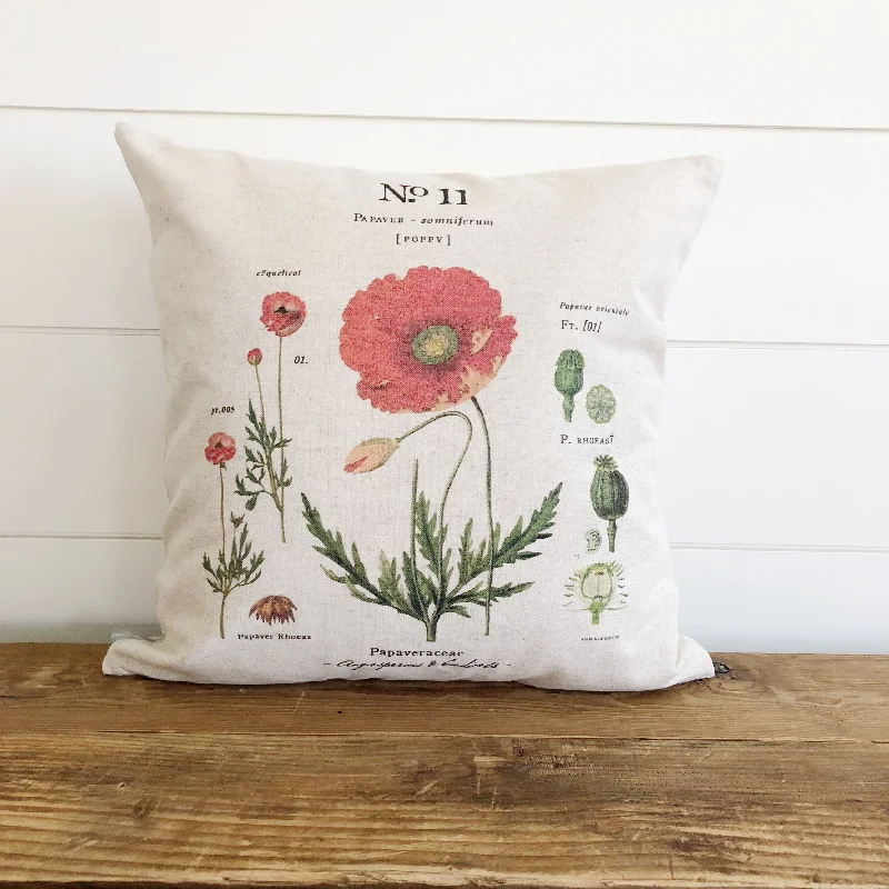 Poppy Botanical Pillow Cover