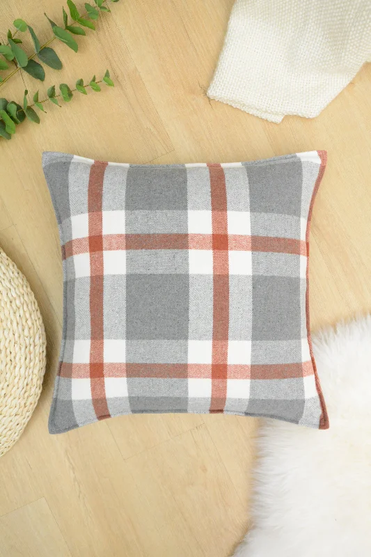 Red and Grey Plaid Pillow