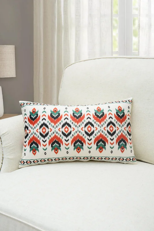 Red Ikat Motif Lumbar Pillow