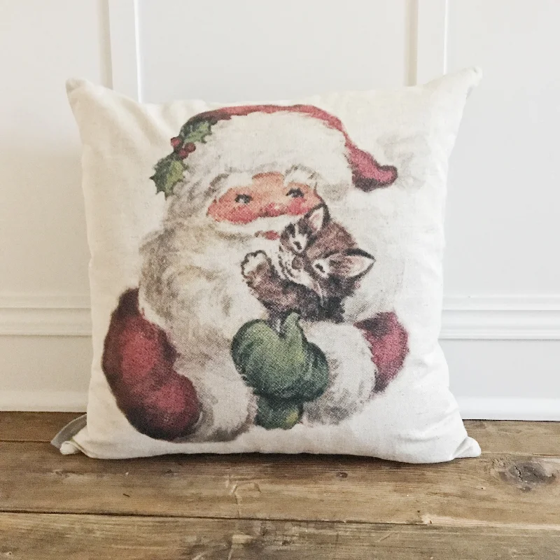 Vintage Santa & Kitty Pillow Cover