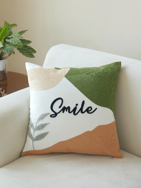 Smile Embroidered Pillow