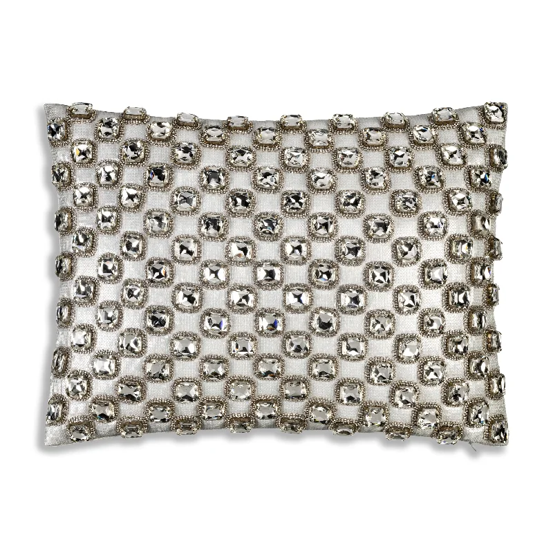 Sophie Bedazzled Crystal Silver Lumbar Pillow