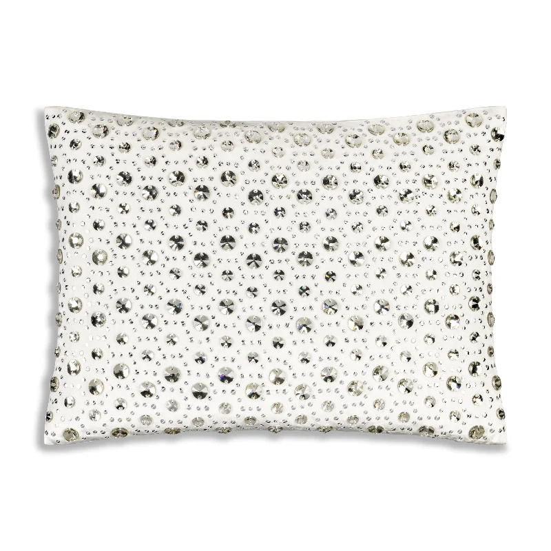 Violette Bedazzled Crystal Ivory Lumbar Pillow