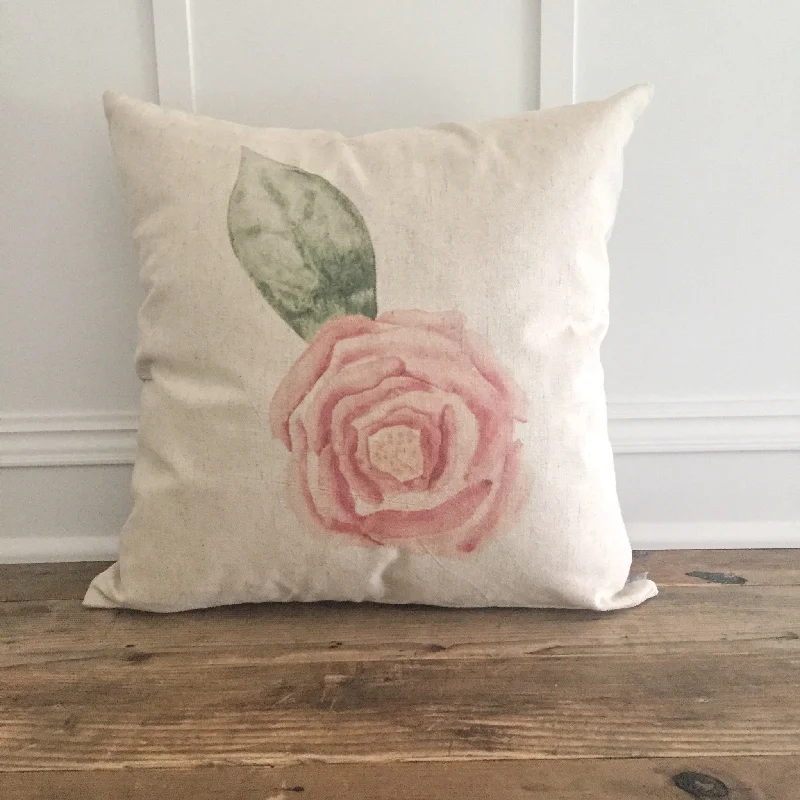 Watercolor Rose Pillow Cover