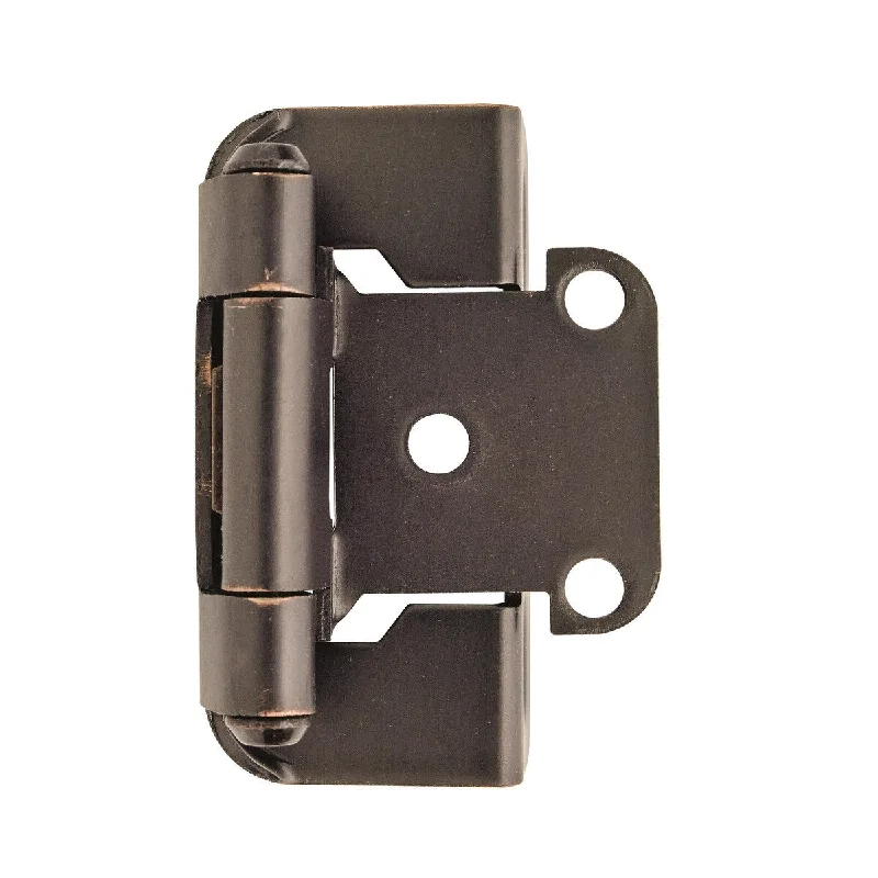 1/2in (13 mm) Overlay Self-Closing, Partial Wrap Oil-Rubbed Bronze Hinge - 1 Pair - 2.25