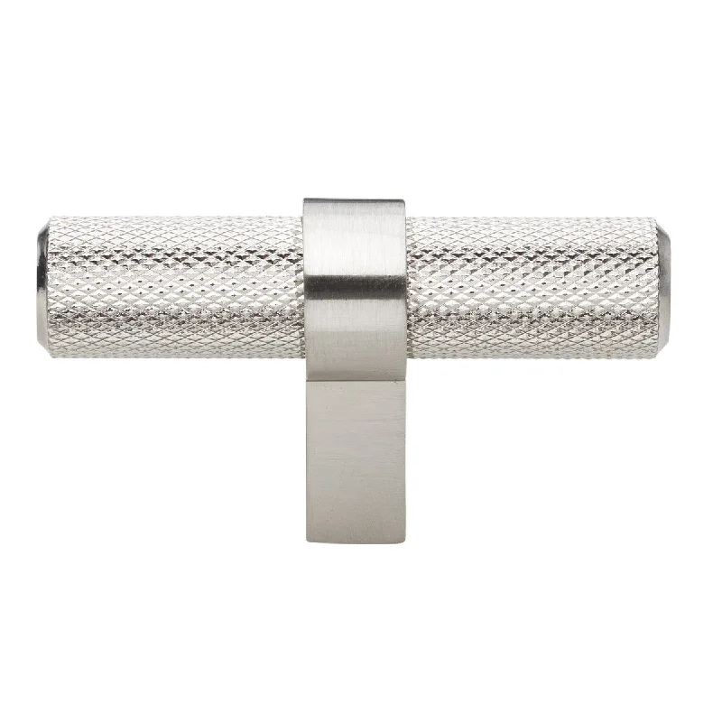 2.25 in Stin Nickel European Knurled Solid Steel Cabinet T-Bar (Pack of 25) - Satin Nickel