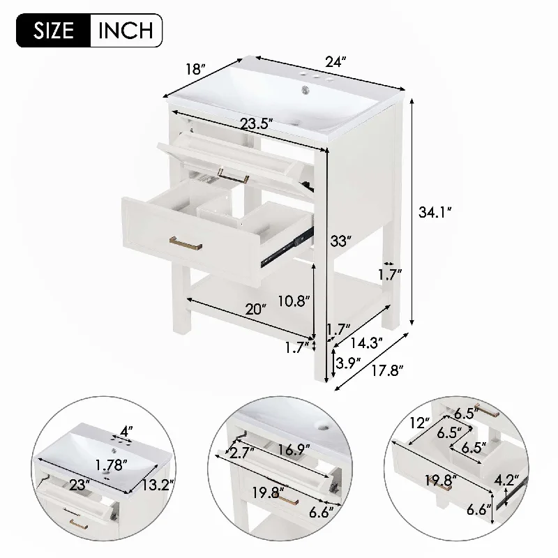 24"Bathroom Vanity with Top Sink