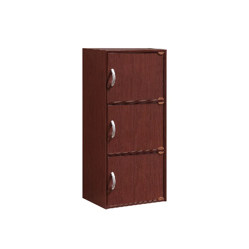 3 - Shelf, 3 - Door Multi-Purpose Cabinet, Brown