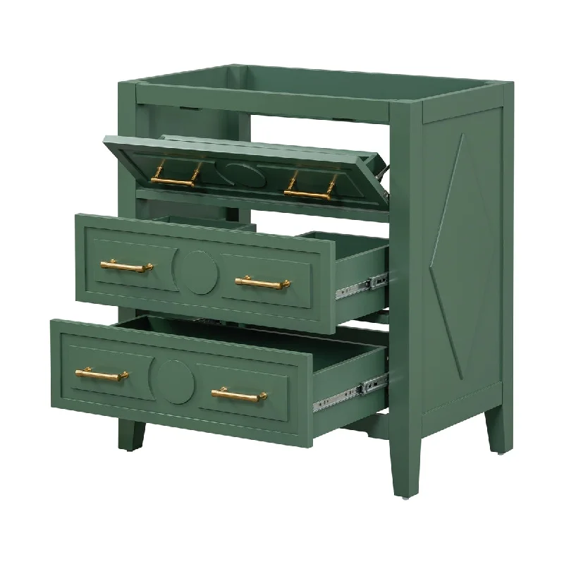 30 inch MDF Freestanding Bathroom Vanity in Green without Counter Top