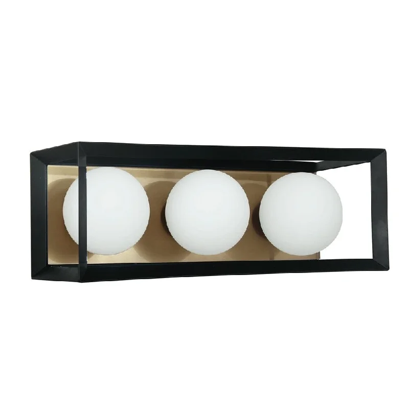 3LT Halogen Vanity Black & Aged Brass