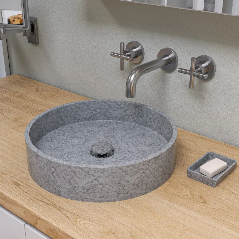 ALFI brand 17" Round Solid Concrete Gray Matte Above Mount Bathroom Sink