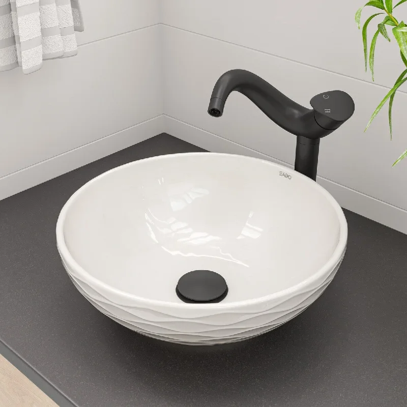 ALFI brand White 17" Decorative Round Vessel Above Mount Ceramic Sink