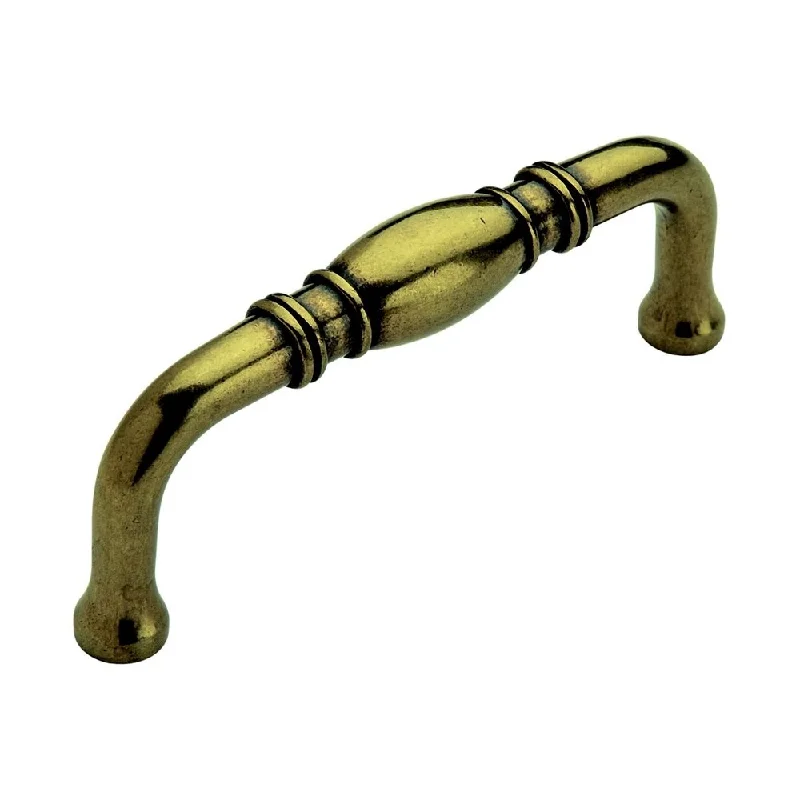 Amerock Traditional 3.375-Inch Burnished Brass Cabinet Pull (Pack of 5)