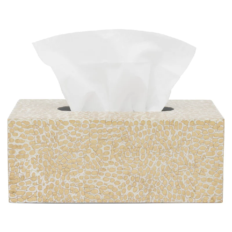 Callas Lacquered Rectangular Tissue Box (Gold/White)