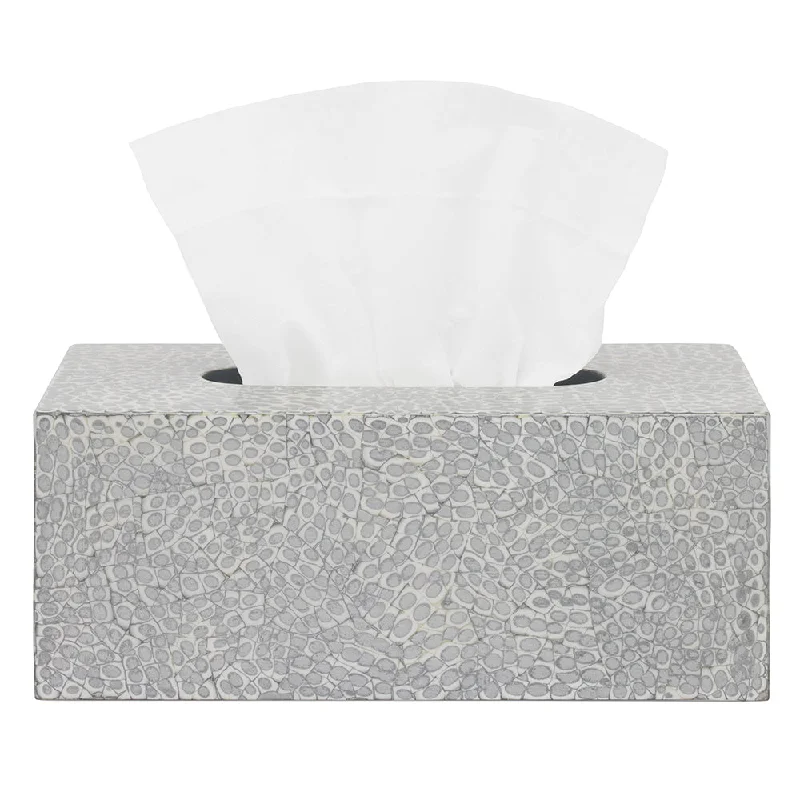 Callas Lacquered Rectangular Tissue Box (Silver/White)