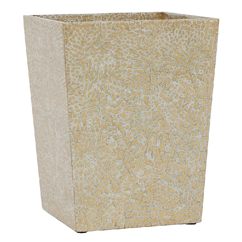 Callas Lacquered Square Waste Basket (Gold/White)