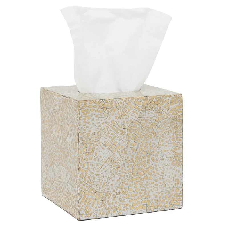 Callas Lacquered Tissue Box (Gold/White)