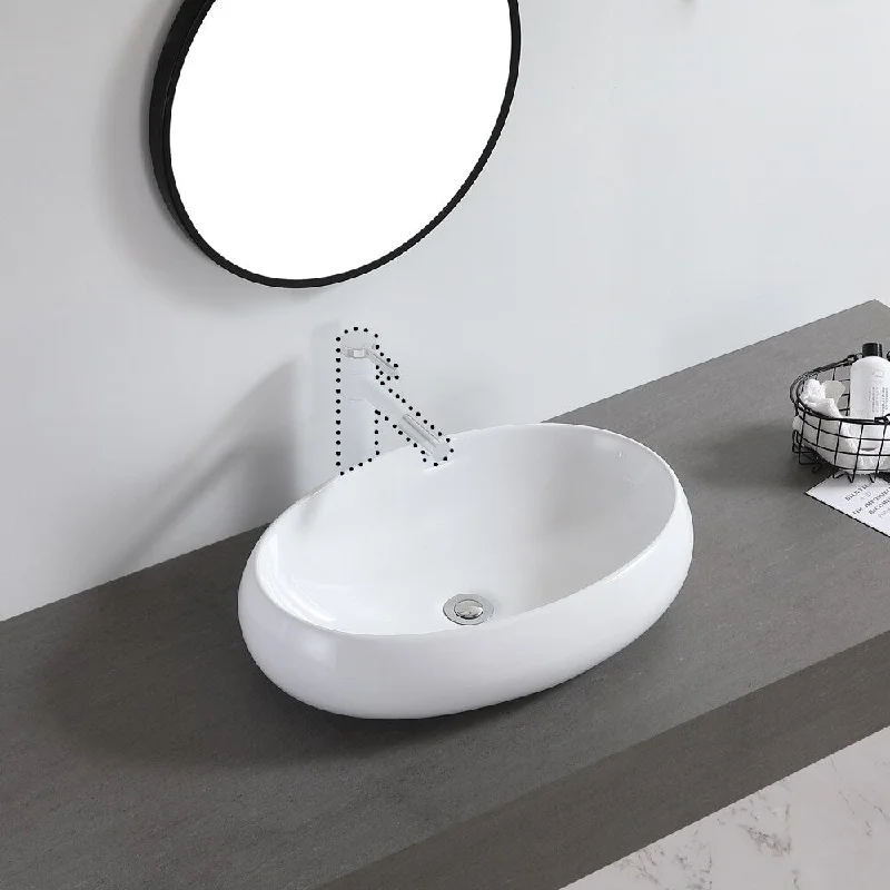 Ceramic Basin Above Counter Basin Curved Oval White - 7'6" x 9'6"