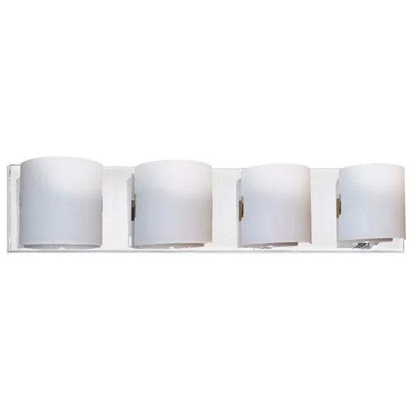 Dainolite 4-light Vanity Fixture in Polished Chrome with White Frosted Glass