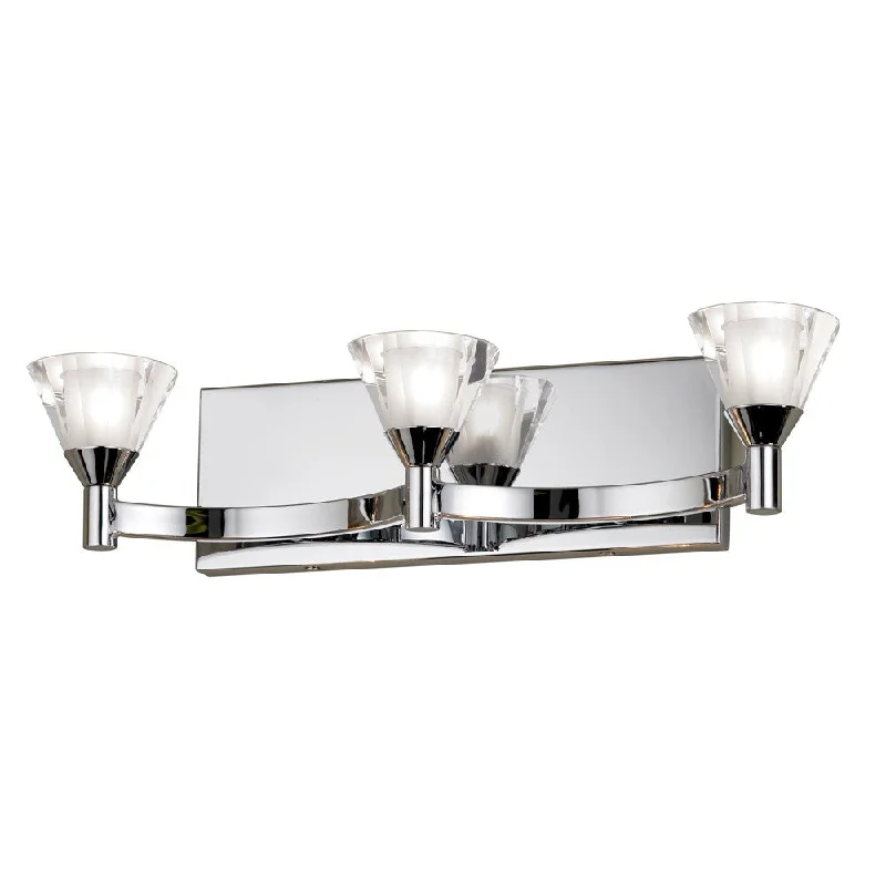 Dainolite Polished Chrome and Crystal 3-light Vanity Fixture