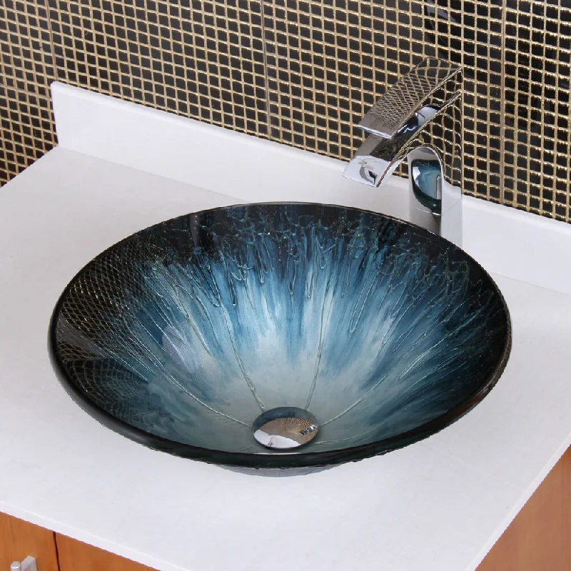 Elite 1202 Modern Design Tempered Glass Bathroom Vessel Sink