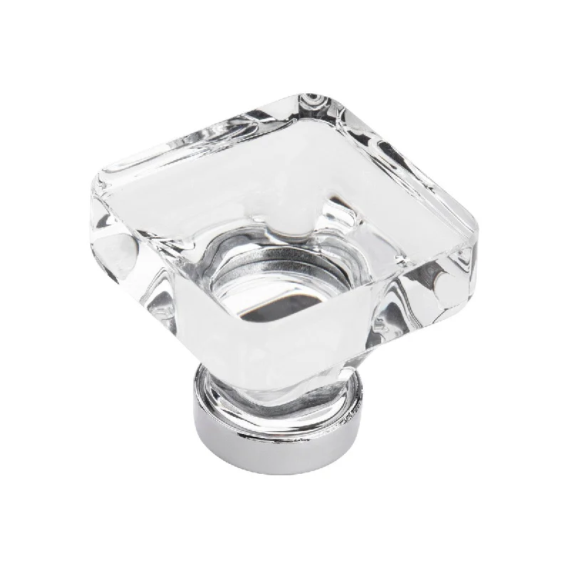 Glacio 1-3/8 in (35 mm) Length Clear/Polished Chrome Cabinet Knob - 1.375