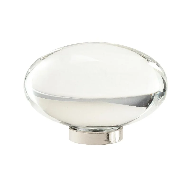 Glacio Clear Crystal/ Polished Nickel 44mm Diameter Oval Cabinet Knob