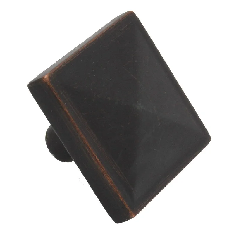 GlideRite 1.125-inch Oil-rubbed Bronze Classic Square Pyramid Cabinet Knobs (Pack of 10)