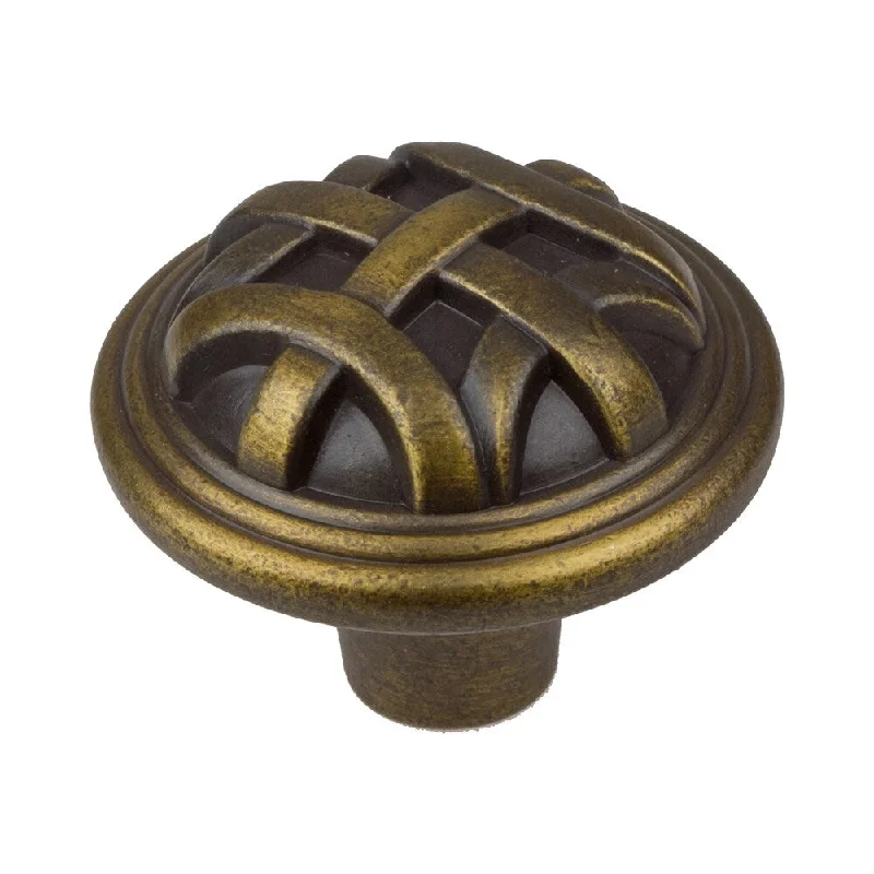 GlideRite 1.25-inch Antique Brass Round Braided Cabinet Knobs (Pack of 10)