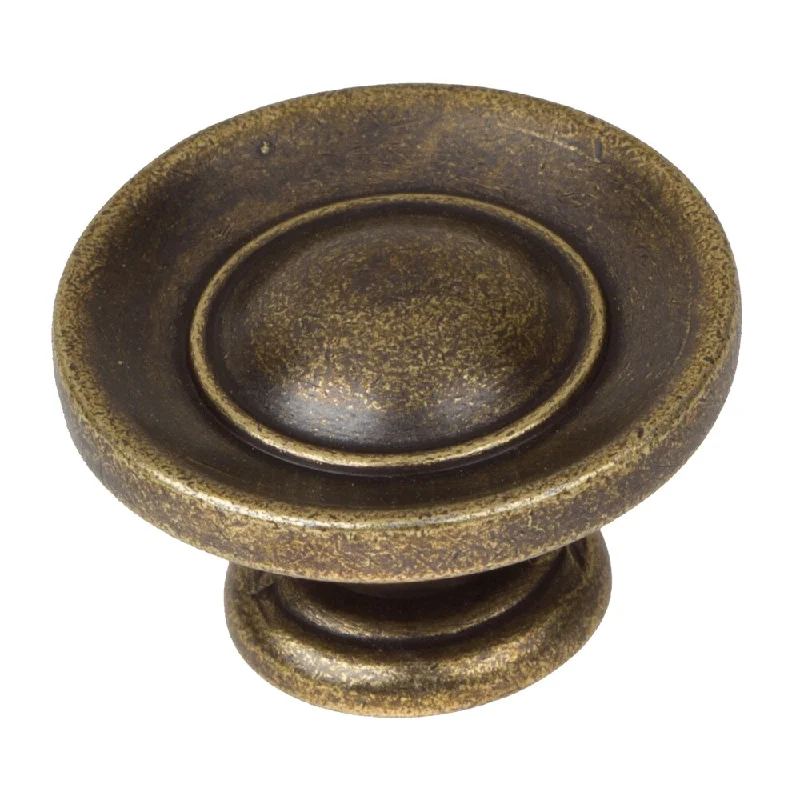 GlideRite 1-inch Antique Brass Small Round Ring Button Cabinet Knobs (Pack of 10)