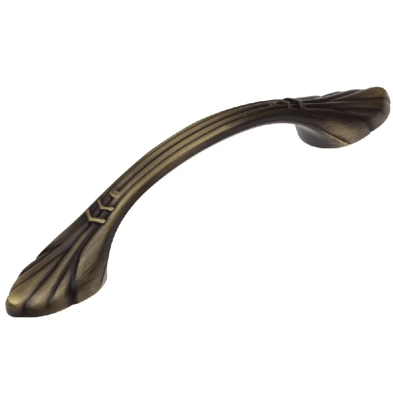 GlideRite 3-inch Antique Brass Deco Leaf Cabinet Pulls (Pack of 10 or 25)