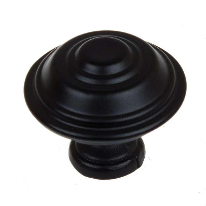 GlideRite 5-Pack 1-1/4 in. Matte Black Round Cabinet Knobs - Matte Black