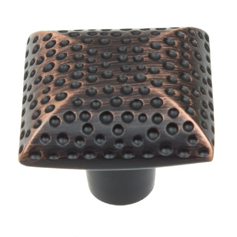 GlideRite 5-Pack 1-1/4 in. Rubbed Bronze Dotted Square Cabinet Knobs - Oil Rubbed Bronze