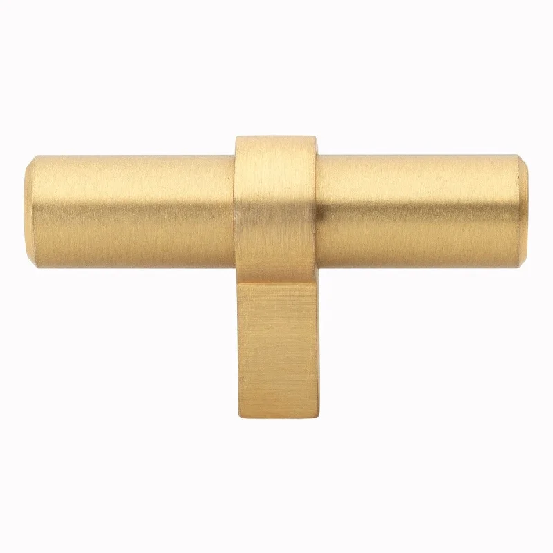 GlideRite 5-Pack 2-1/4 in. Satin Gold Euro Solid Cabinet T-Bar Pulls - Satin Gold