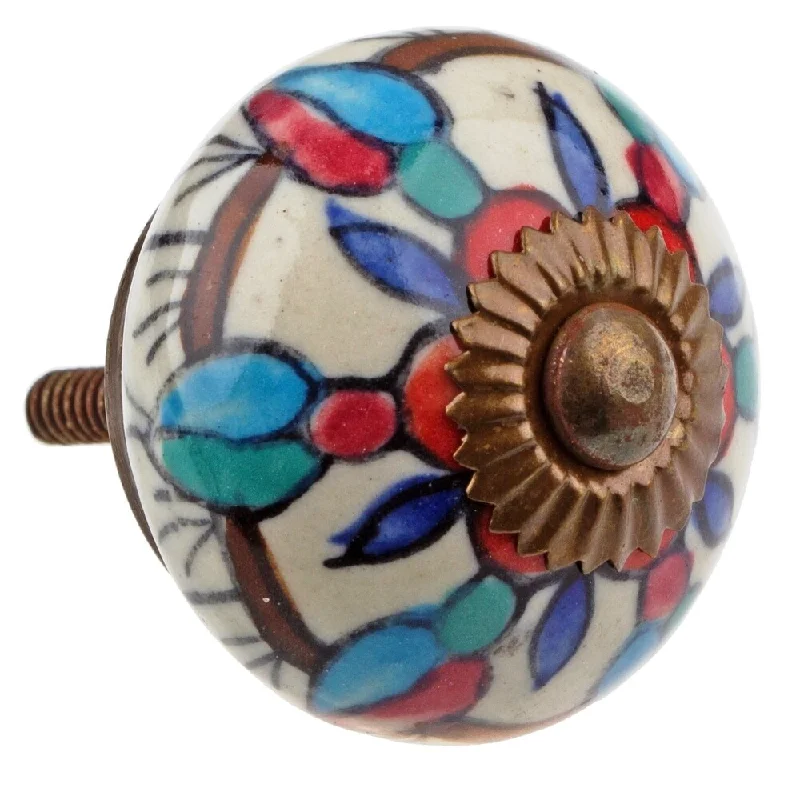 GlideRite Hand Painted 1.5-inch Ceramic Round Cabinet Furniture Knob (Pack of 10 or 25)