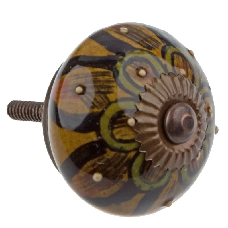 GlideRite Hand Painted 1.5-inch Ceramic Round Cabinet Furniture Knob (Pack of 10 or 25)