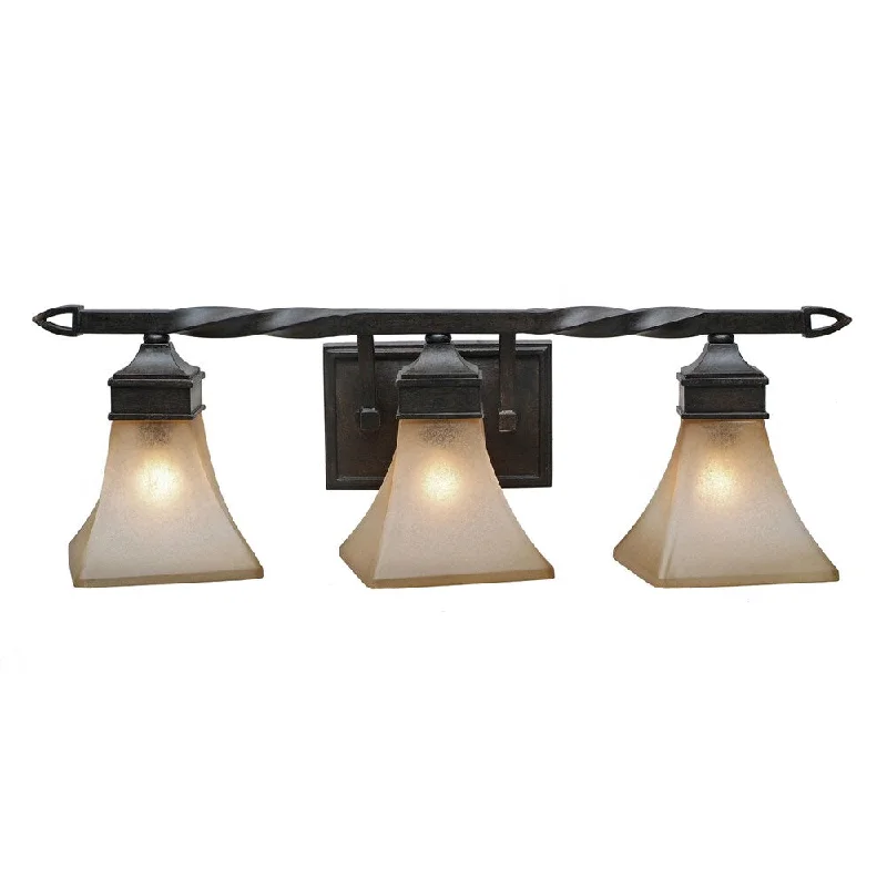 Golden Lighting #1850-BA3 RT Genesis Black Steel 3-light Bath Vanity Light