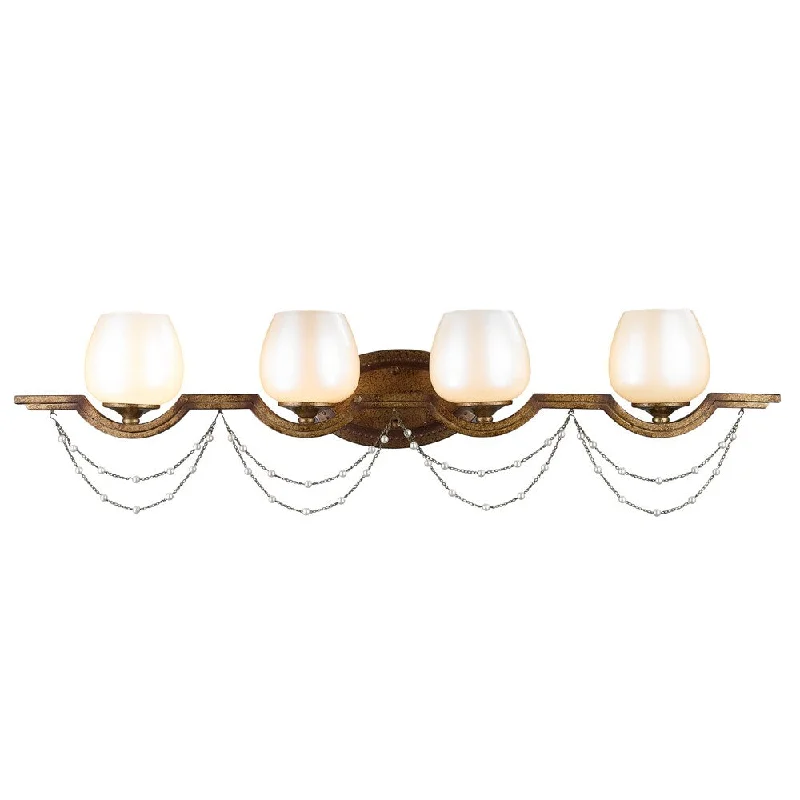 Golden Lighting Athena Grecian Gold-tone Steel and Pearlescent Glass 4-light Bath Vanity Light