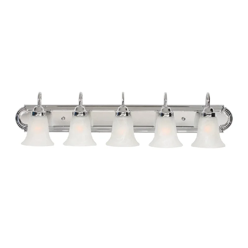 Golden Lighting Brookfield #5221-5 CH-MBL Chrome-finished Steel 5-light Bath Vanity