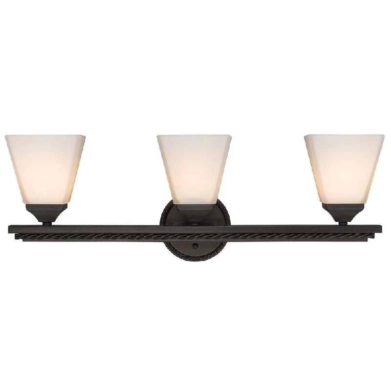 Golden Lighting 'Davenport' Etruscan Bronze-finish Steel 3-light Bath Vanity With Opal Glass