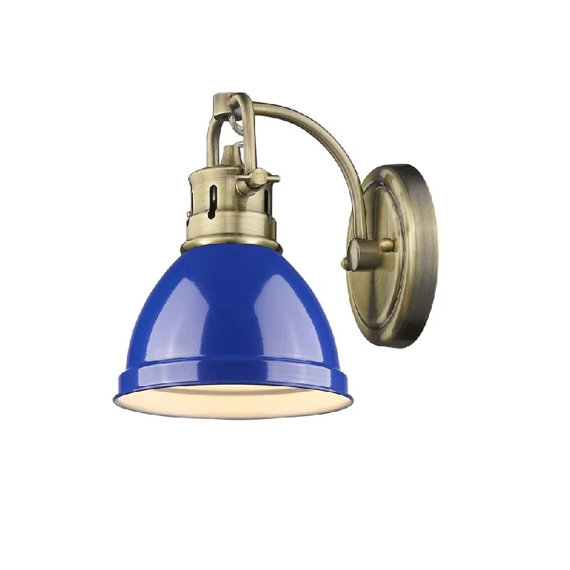 Golden Lighting Duncan Aged Brass 1-light Bath Vanity With Blue Shade